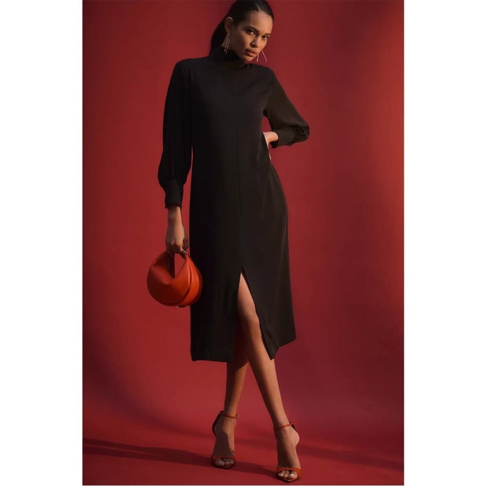 Anthropologie Black Midi Dress